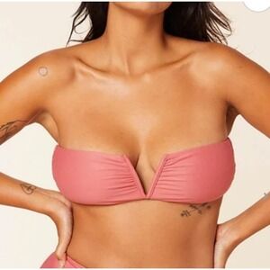 NWT Andie Swim The Scala Bikini Top In Punch Pink Size Small
